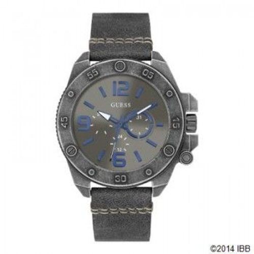 Guess W0659g3 - Montre Homme Boîtier Acier Canon De Fusil Brossé, Cadran Fond Gris, Multifonctions, Bracelet Cuir Gris. Viper Gris