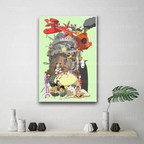 Affiche dessin anim¿¿ Ghibli sur toile plaka d¿¿corative,mpression murale Poster pour salon chambre ¿¿ coucher d¿¿cor sans cadre(100*150cm)