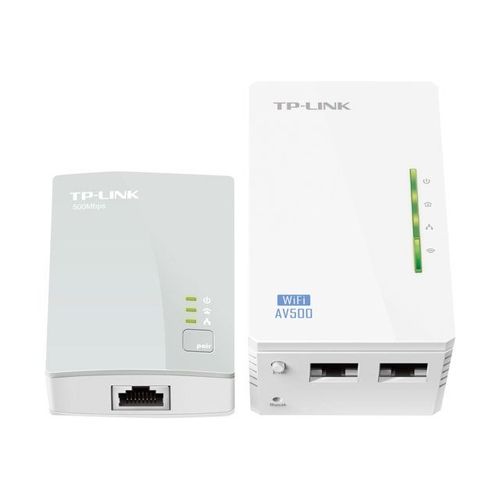 TP-Link TL-WPA4220KIT AV500 2-Port Wifi Powerline Adapter Starter Kit - - kit d'adaptation pour courant porteur - - HomePlug AV (HPAV) - Wi-Fi - Branchement mural