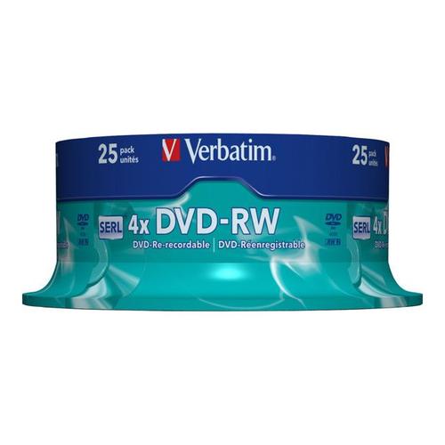 Verbatim - 25 x DVD-RW - 4.7 Go (120 minutes) 4x - argent mat - spindle