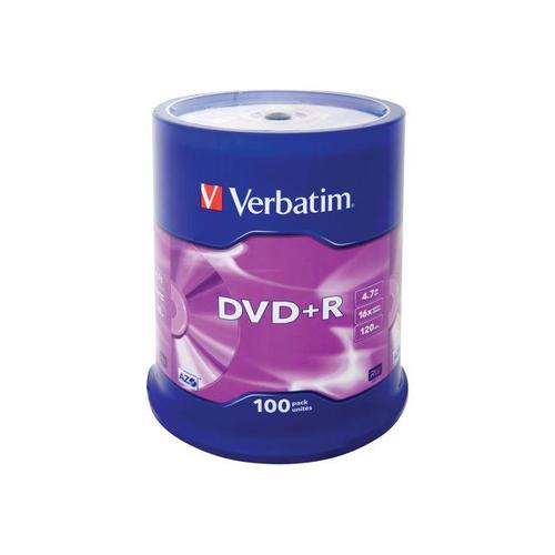 Verbatim - 100 x DVD+R - 4.7 Go 16x - argent mat - spindle