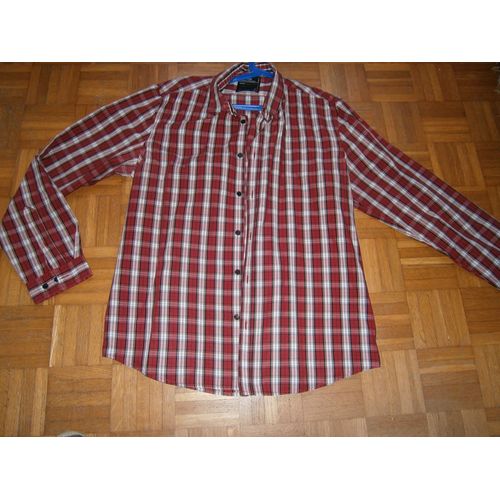 Chemise Manches Longues À Carreaux Rouge Noire Blanche Taille Xl Marque Jules