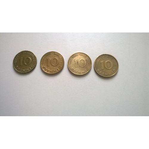 Lot De 4 Pieces De 10 Pfennig. Allemagne.