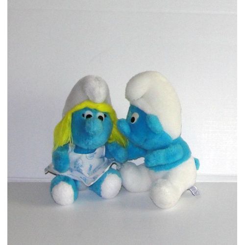 Les Schtroumpfs Peluches Schtroumpfette Et Schtroumpf Ancienne Peluche Vintage 1980 Peyo Wallace Berrie 20cm