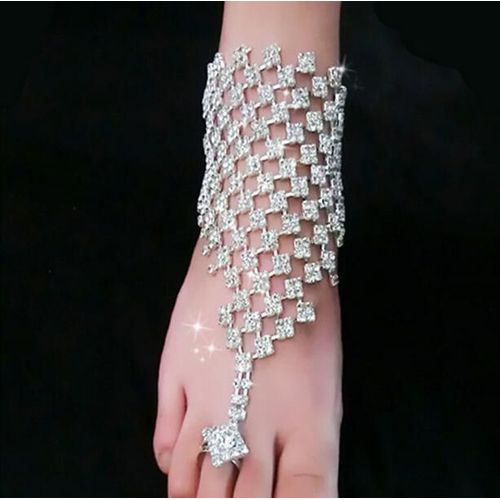 Piecelet Parure Pied Strass Bijou Bague Woman Foot Jewel Donna Gioiello