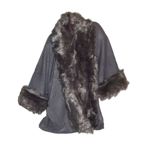 Cape Avec Manches - Fourrure - Manteau 3/4 - Poncho Gris