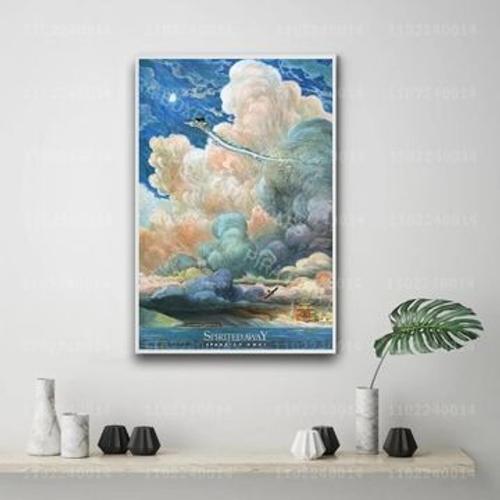 Affiche en toile Affiche d¿¿corative Studio Ghibli,mpression murale Poster pour salon chambre ¿¿ coucher d¿¿cor sans cadre(100*150cm)