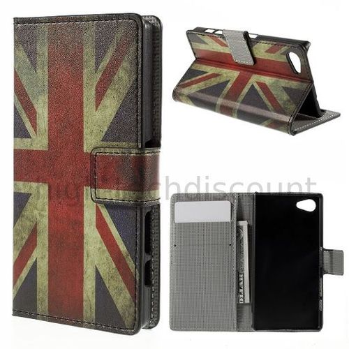 Housse Etui Coque Pochette Portefeuille Pu Cuir Pour Sony Xperia Z5 Compact + Film Ecran - Uk