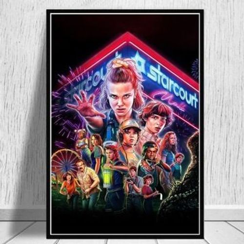 Affiche sur toile Stranger Things m,mpression murale Poster pour salon chambre ¿¿ coucher d¿¿cor sans cadre(70*90cm)