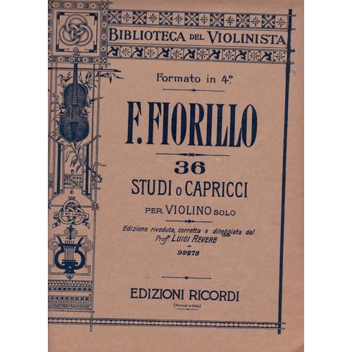 Biblioteca Del Violonista Formato In 4° F Fiorillo  36 Studi O Capricci Per Violino Solo