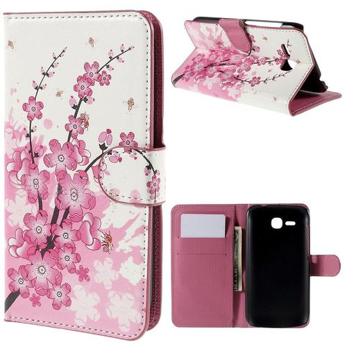 Etui Portefeuille Motifs Fleurs Roses Pour Huawei Ascend Y600 Rabat Latéral Arti
