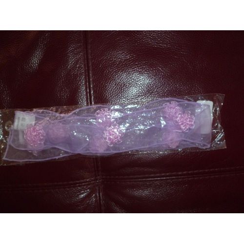 Lot De 2 Attaches / Embrasses Rideau Rose En Voile Neuf