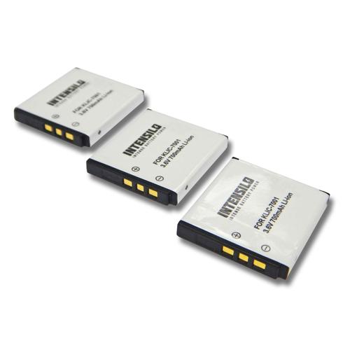 INTENSILO 3x Li-Ion Batterie 700mAh (3.6V) pour appareil photo, caméra vidéo BenQ DC E1050T, DCE1050T, DC-E1050T comme Klic-7001, DLi-213.