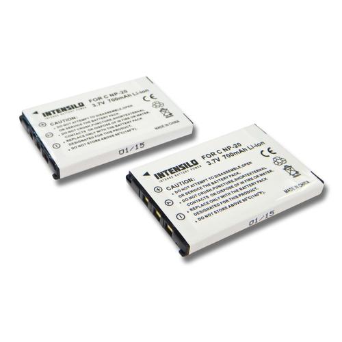 INTENSILO 2x Li-Ion Batterie 700mAh (3.7V) pour caméra Casio Exilim EX-S20, EX-S23, EX-S3, EX-S500, EX-S600, EX-S600D comme NP-20.