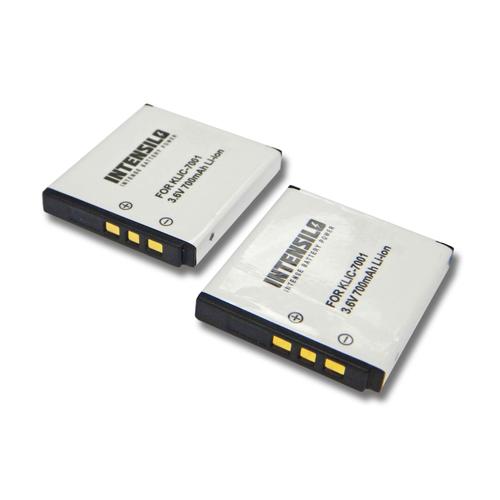 INTENSILO 2xLi-Ion Batterie 700mAh (3.6V) pour appareil photo, caméra vidéo Polaroid T1031, T1035, T1232, T1234, T1235 comme Klic-7001, DLi-213.
