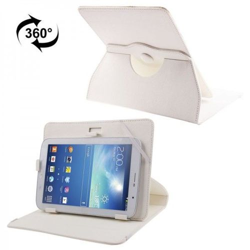 Housse Universelle Tablette Protection 8 Pouces Rotation 360° Simili Cuir Blanc Yonis