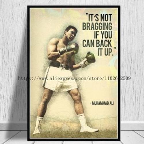 Muhammad Ali toile affiche citation de motivation p,mpression murale Poster pour salon chambre ¿¿ coucher d¿¿cor sans cadre(100*150cm)