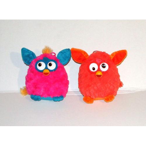 Furby Lot 2 Peluche Doudou Furby Rose Bleu Et Orange Rouge 16 Cm