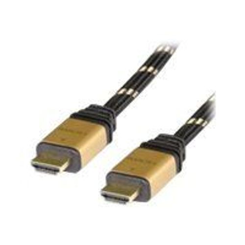 Roline HDMI High Speed Cable - Câble HDMI - HDMI mâle pour HDMI mâle - 10 m - double blindage - noir, or