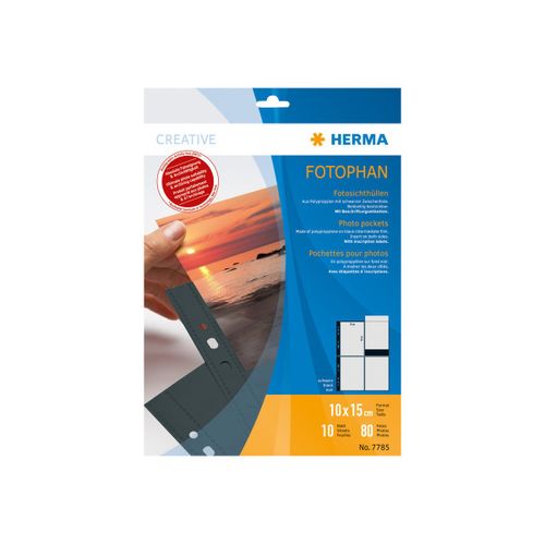 Herma 7785 Pack De 10 Pochettes Pour Photos 100 X 150 Mm Orientation Portrait (Noir) (Import Allemagne)