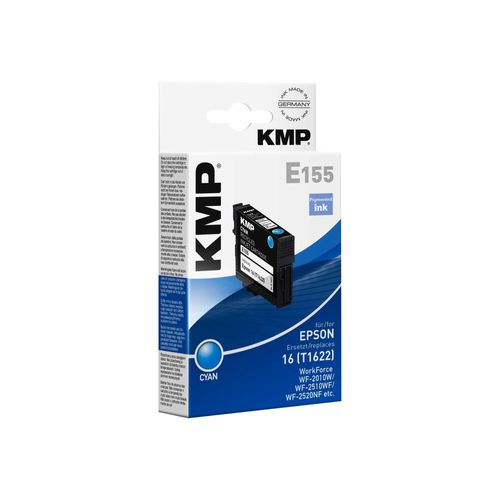 KMP E155 - Cyan - Tintenpatrone (entspricht: Epson T1622 ) - für Epson WorkForce WF-2010, WF-2510, WF-2520, WF-2530, WF-2540, WF-2630, WF-2650, WF-2660