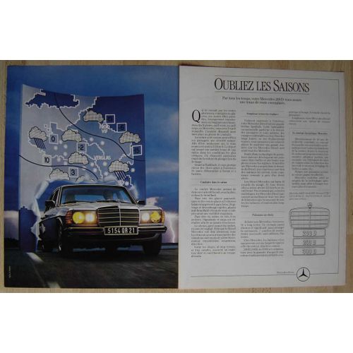 Publicité Papier - Voiture Mercedes 200 De 1982