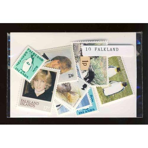 Falkland 10 Timbres Differents Obliteres