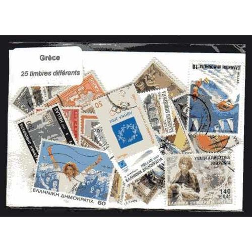 Grece 25 Timbres Differents Obliteres
