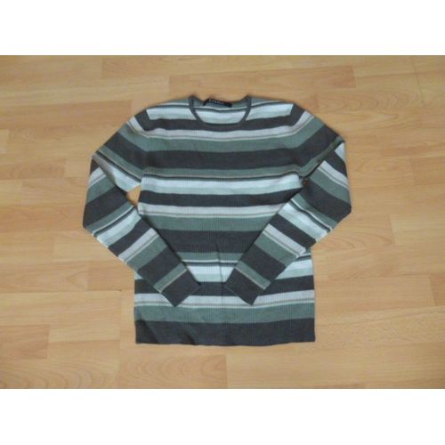 Pull Caroll Laine Manches Longues Vert Et Beige - Taille M