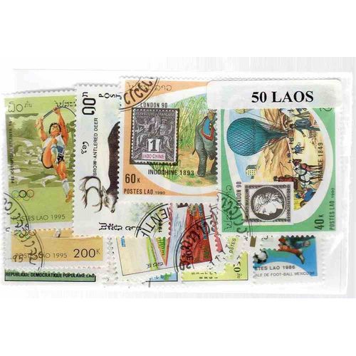 Laos - 50 Timbres Differents Obliteres
