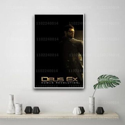 Affiche du jeu de la r¿¿volution humaine Deus Ex sur toile,mpression murale Poster pour salon chambre ¿¿ coucher d¿¿cor sans cadre(100*150cm)