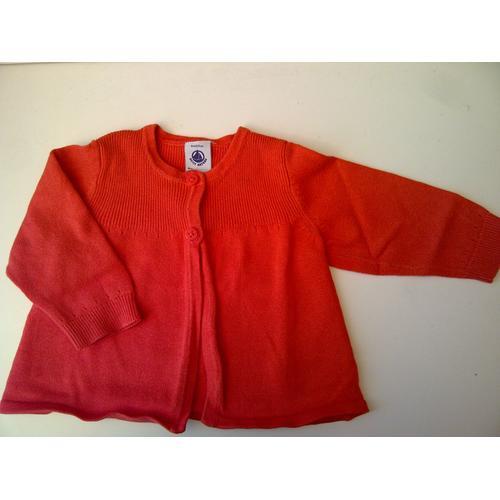 Veste Cardigan Orange Petit Bateau 6 Mois