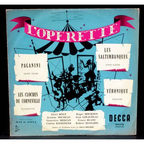 L'opérette Dervaux Boué Micheau Moizan Riedinger Bourdin Giraudeau Blanc Massard