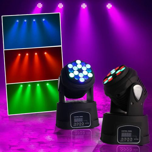 Pack 2 Mini LYRES BEAM 18LED RVB PROJECTEUR DMX