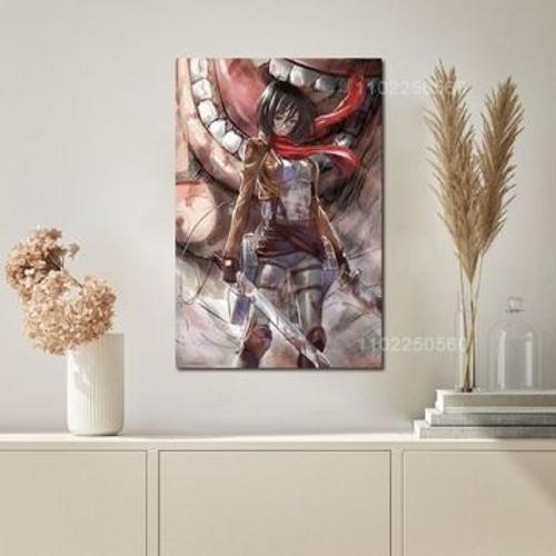 Mikasa Attaque Sur Titan Anime Malars Toile Affiche,Mpression Murale Poster Pour Salon Chambre ¿¿ Coucher D¿¿Cor Sans Cadre(100*150cm)