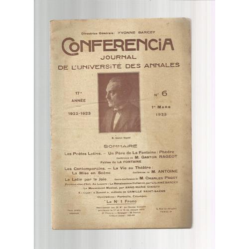 Conferencia Journal De L'université Des Annales  N° 6 : 1er Mars 1926