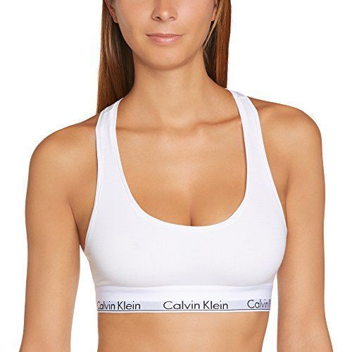 Calvin Klein Underwear - Triangle - Soutien-Gorge De Tous Les Jours - Uni - Femme - Blanc (White) - Fr: 38 (Taille Fabricant: M)