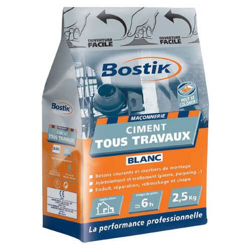Ciment tous travaux Bostik - Blanc - Sac 2,5 kg