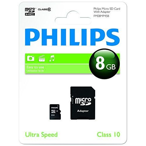 Philips FM08MP45B - Carte mémoire flash (adaptateur microSDHC - SD inclus(e)) - 8 Go - Class 10 - microSDHC UHS-I