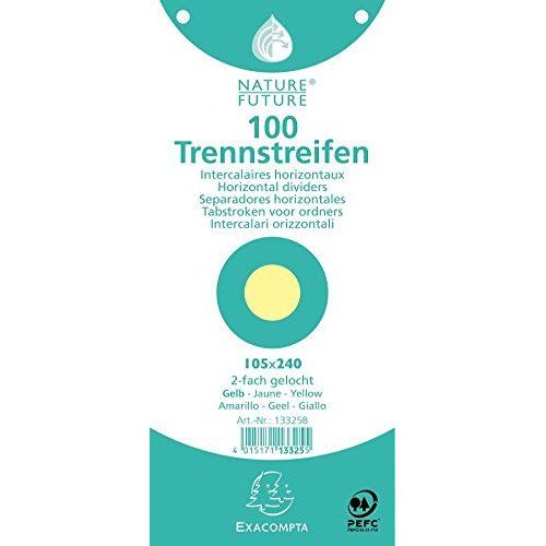 Paquet 100 Fiches Intercalaires Horizontales Unies Perforees Nature Future - 105x240mm