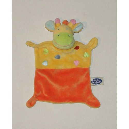 Doudou Plat Girafe/Vache/Zèbre/Cheval Mots D'enfants