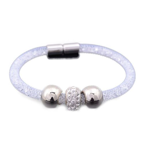 Bracelet Stardust Cristal Strass Fermeture Magnétique Charm Doré Or Blanc Blanc