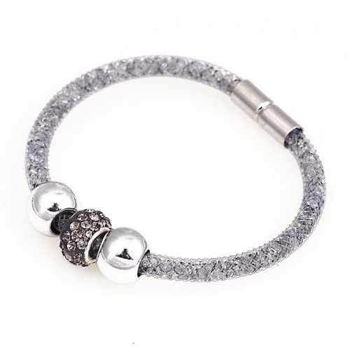 Bracelet Stardust Cristal Strass Fermeture Magnétique Charm Doré Or Blanc Gris