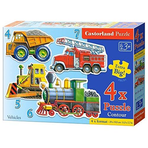 Puzzles De 4 À 7 Pièces : 4 Puzzles : Les Véhicules
