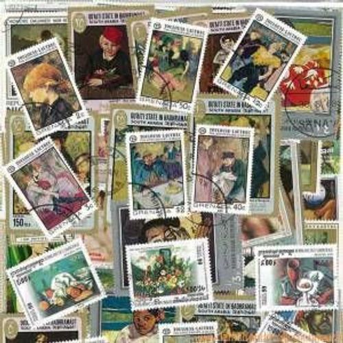Peintres Francais 100 Timbres Differents Obliteres