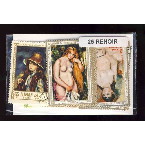Renoir 25 Timbres Differents Obliteres 