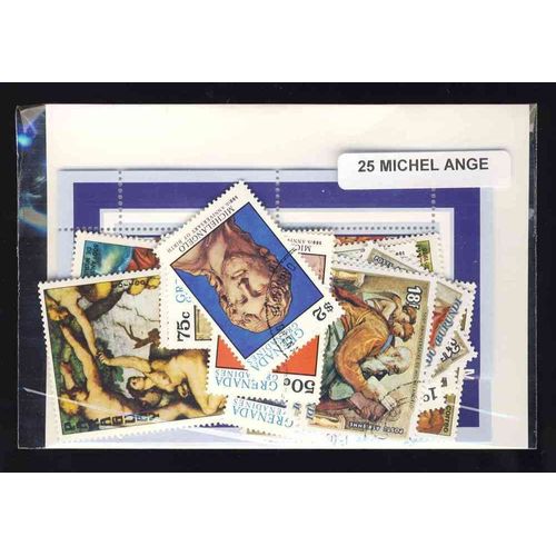 Michel Ange - 25 Timbres Differents Obliteres