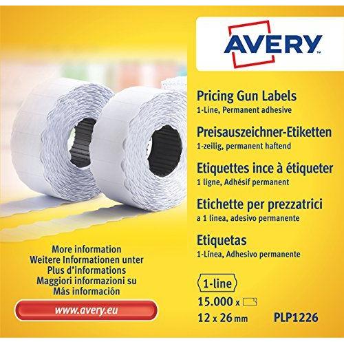 Avery - Boîte De 10 Rouleaux De 1500 Étiquettes Adhésives (12 X 26 Mm) Pour Étiqueteuse 1 Ligne