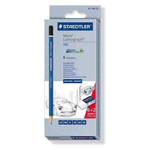 Staedtler Mars Lumograph - Crayon - 2b, 2h, 4b, 6b, B, Hb - 2 Mm - Paquet De 6