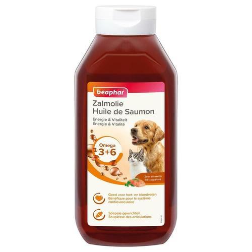 Beaphar Huile De Saumon Pour Chien Et Chat Complément Alimentaire Omega 3 Et 6 Bénéfique Sur Le Syst Me Cardio-Vasculaire Le Pelage Et Les Articulations Apport Énergétique 940 Ml